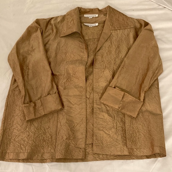 Caroline Rose Crushed Silk Twinset in Gold - Picture 5 of 12